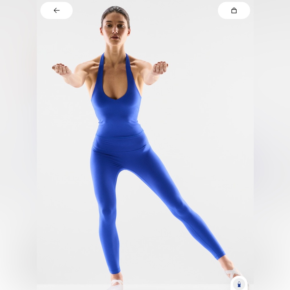 Aritzia BUTTER Halter Top and Leggings Set Ablaze Blue